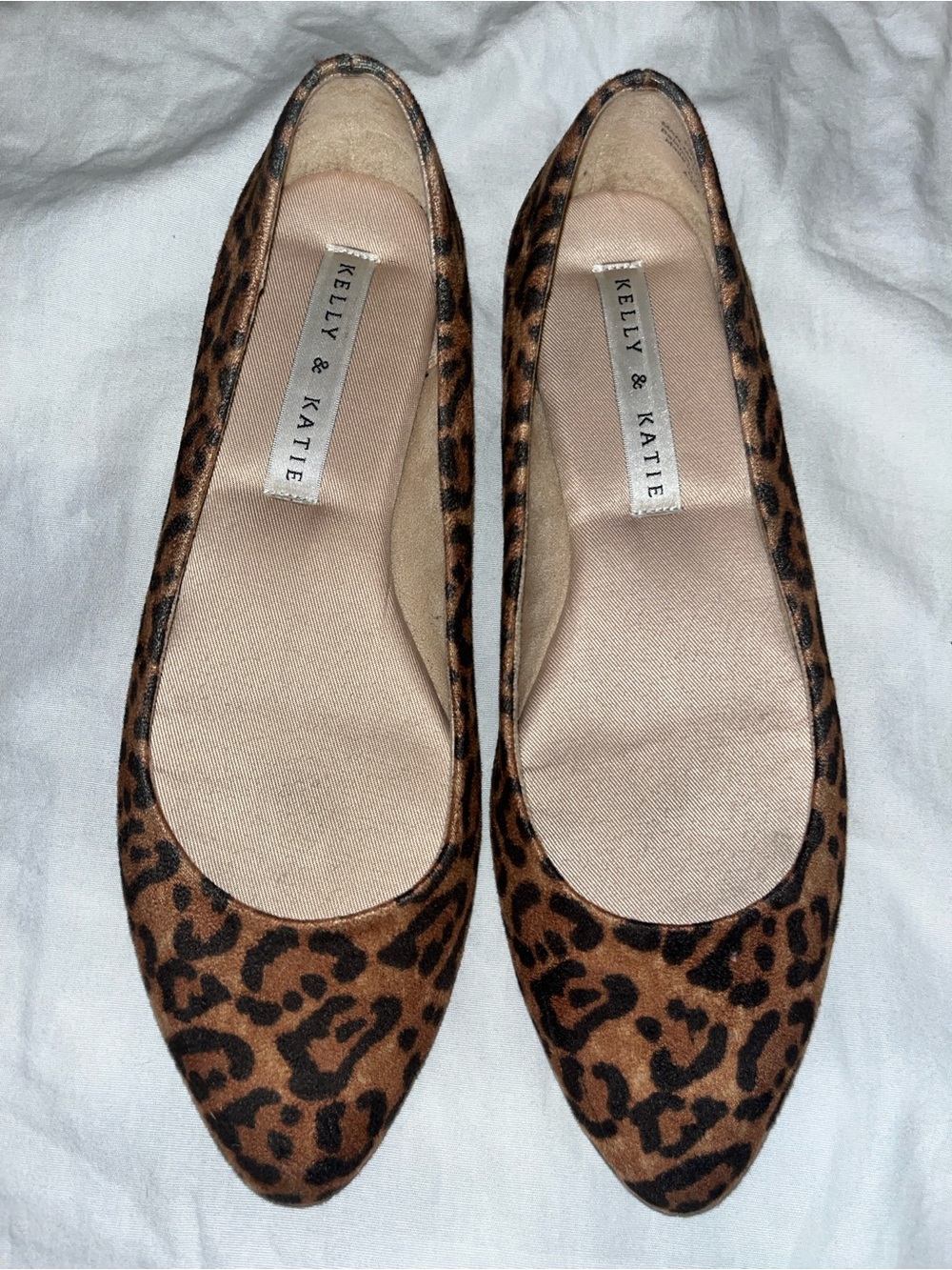 Kelly & Katie Leopard Print Pointed Toe Flats - Brown & Black